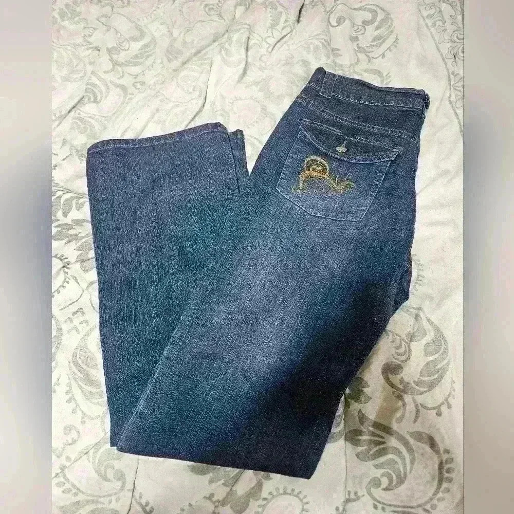 Milly Dark Blue Boot Cut Jeans with Embroidered Back Pocket